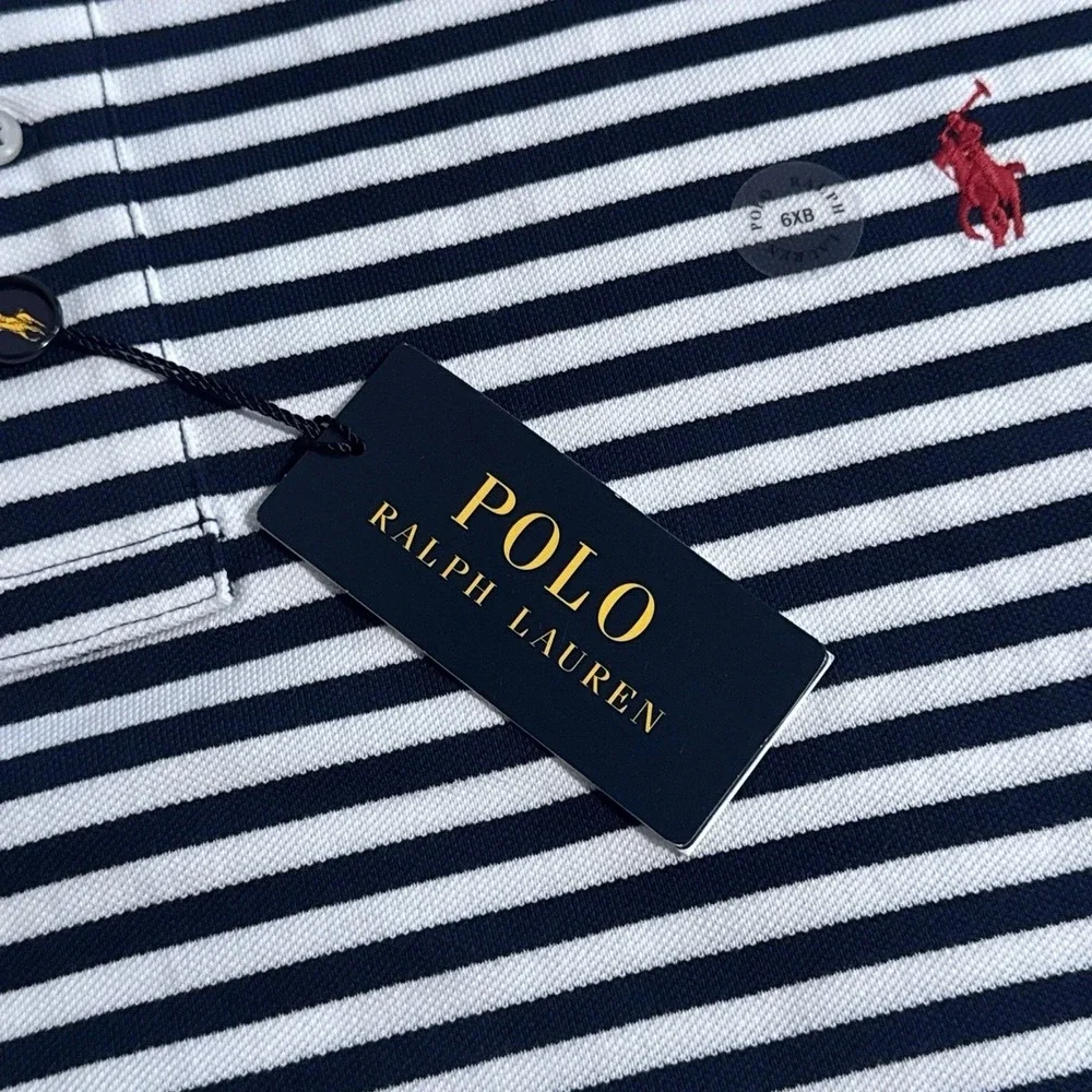 Polo Ralph Lauren Polo Shirt Mens 6XB 6XL Mesh White Navy Striped Red Pony NEW